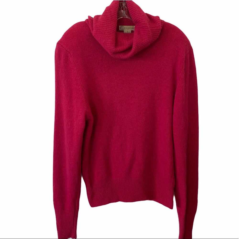 PINK COWL NECK Sweater Lambswool Angora Blend - S